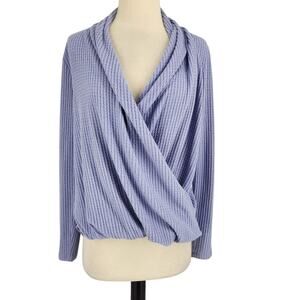 Anthropologie Akemi + Kin Oversized Waffle Knit Wrap front Sweater Lavender XS